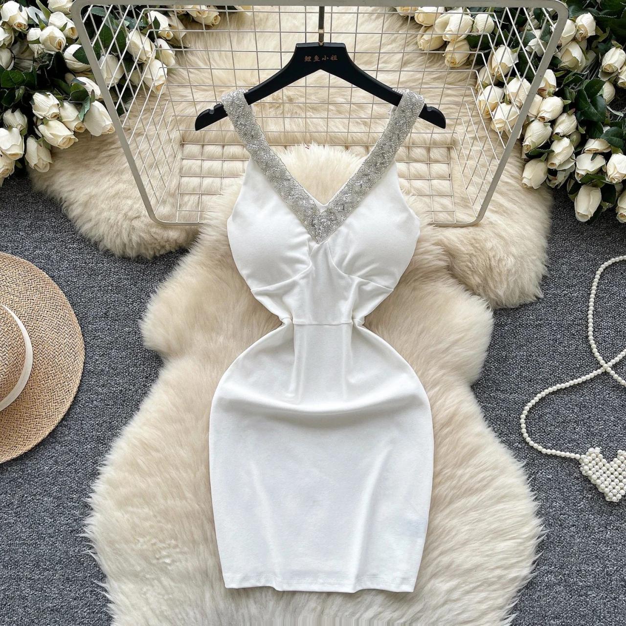white rhinestone bodycon dress Women's Conquer The Night Rhinestone Embellished Bodycon Dress in White