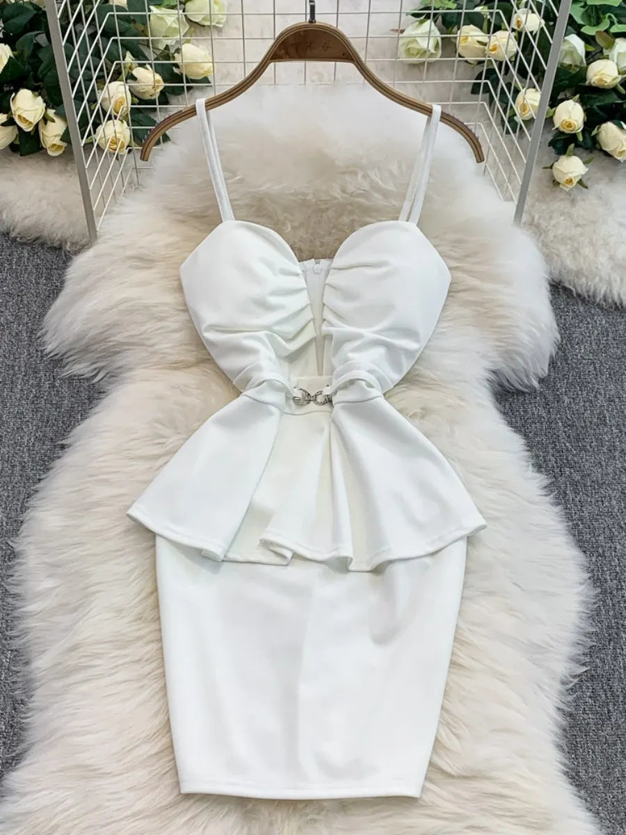 strapless open back dress Off Shoulder Lilac Peplum Gown  Pink Chick