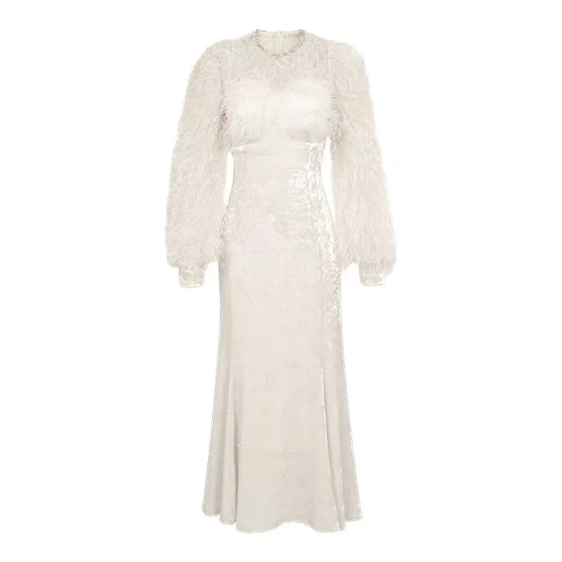 chinese dress ladies Vintage Sleeved Burnout Velvet Mermaid Wedding Dress main image 0