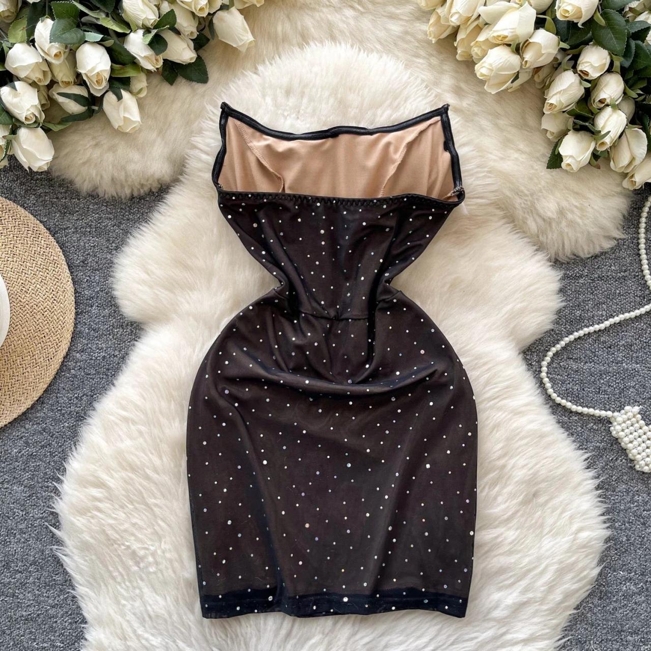 black short tube dress The Monica in Black Floral – Beasha Studios main image 0