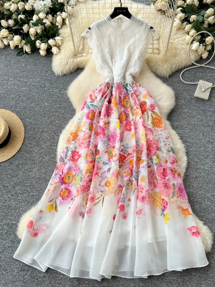 chinese dress ladies Floral Cap Sleeve Ruffle Tiered Maxi Dress – Maria Vincent Boutique