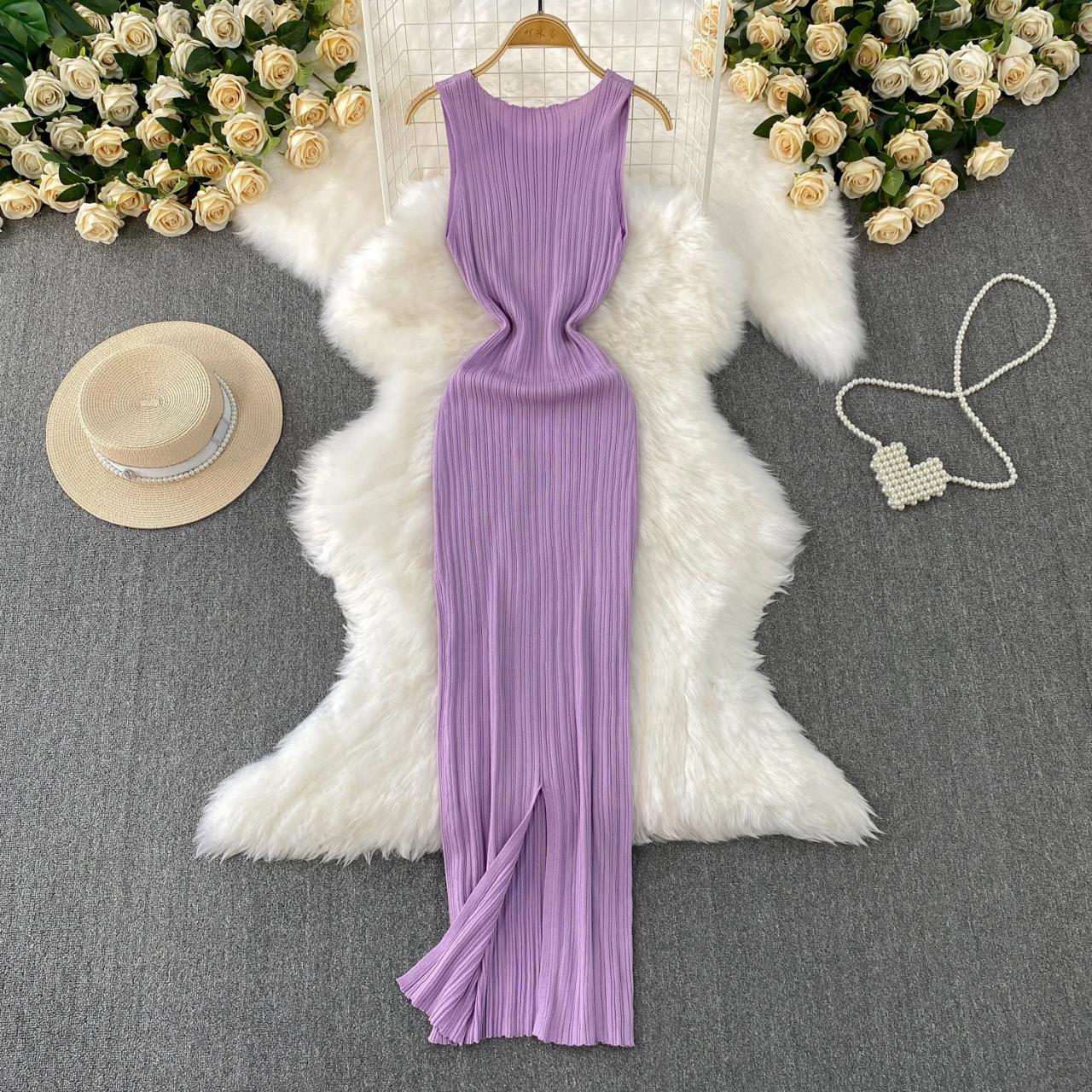 lavender ribbed dress Lavender Contrast Ribbed Knit Midi Dress  PinkBlush