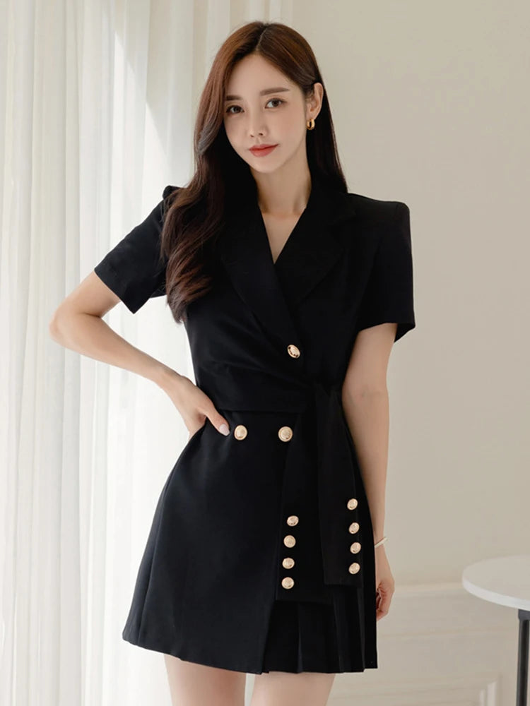 black short sleeve blazer dress Black Blazer Dress With Long Sleeves