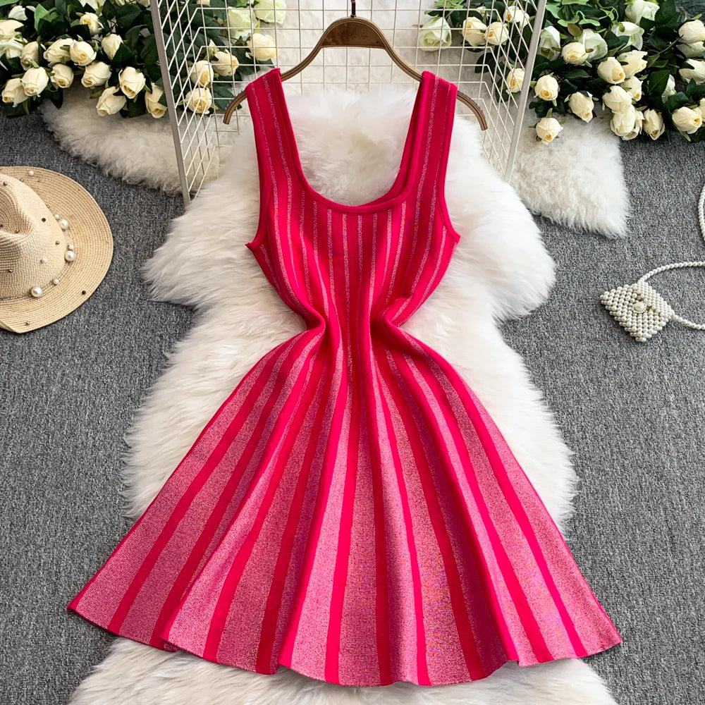 open lace back dress The Laine Dress in Rhode Island Red & White Stripe L main image 0