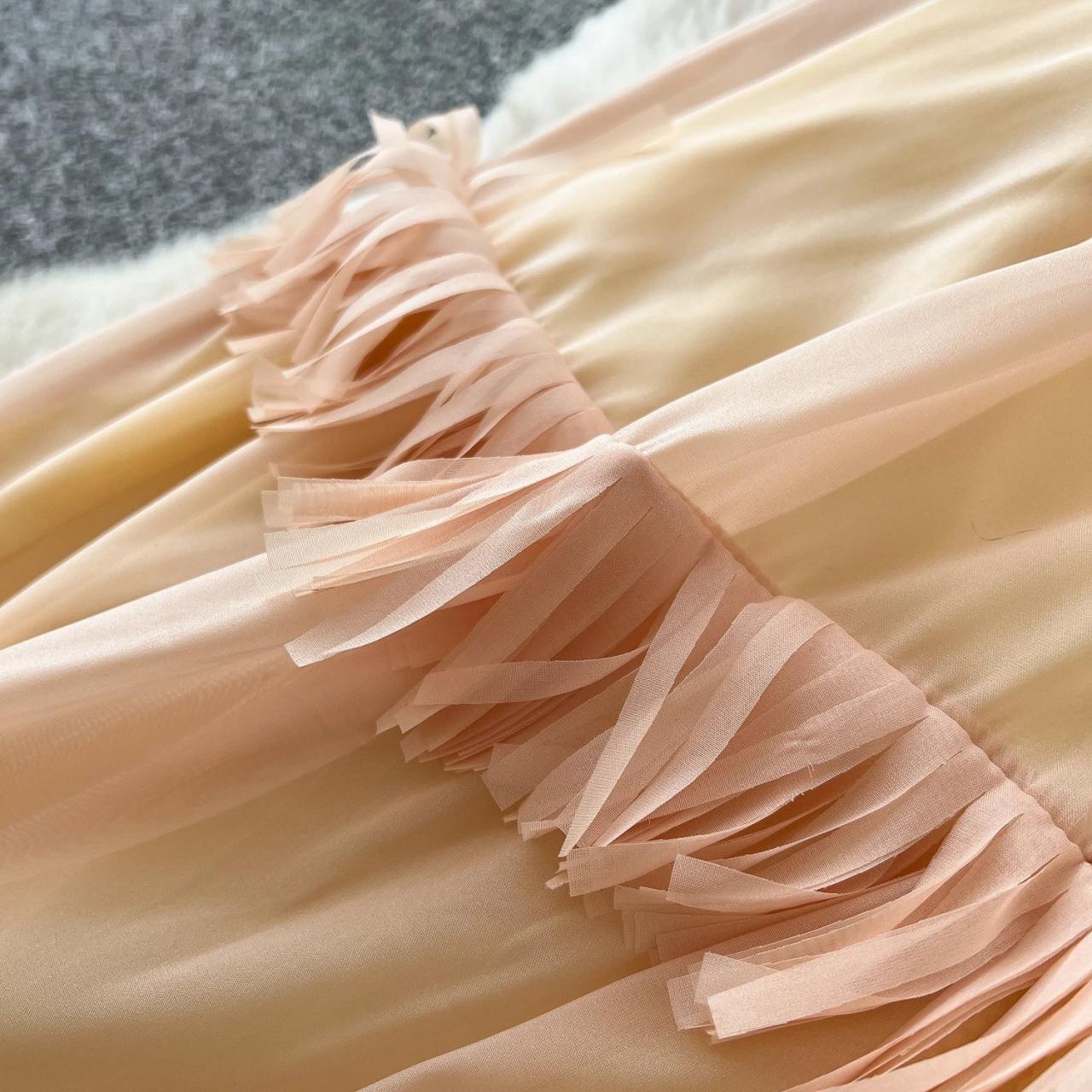 Halter Neck Peach Chiffon Gown With on Luulla