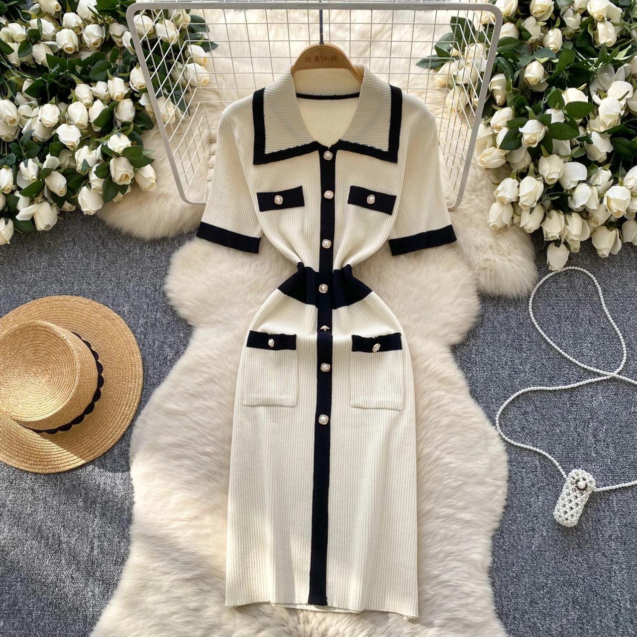 button front ribbed sweater dress Button Front Ribbed Sweater Dress