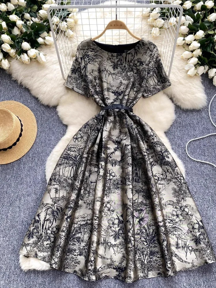 chinese dress ladies Blue Breeze Cotton Midi Dress  Vibes & Petals Belted A-Line