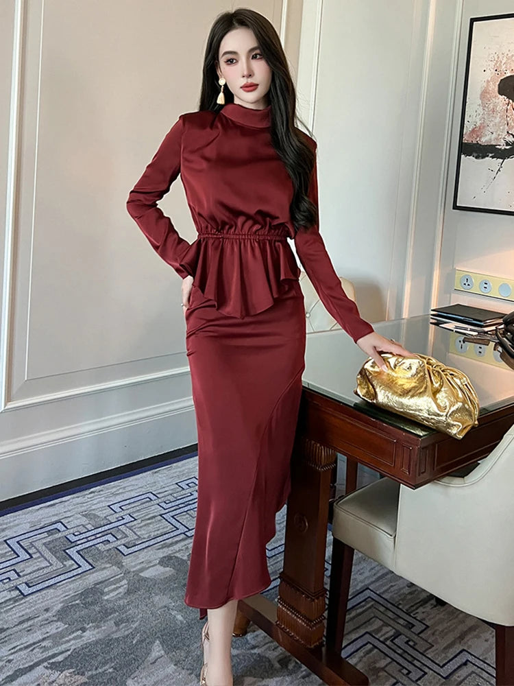 open lace back dress Long Peplum Gown main image 0