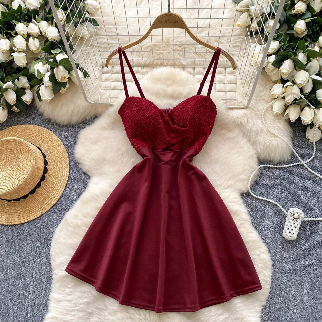korean dress casual Summer Color:Golden Brown prom  dresses and there may be Novamaison Store White Dresser