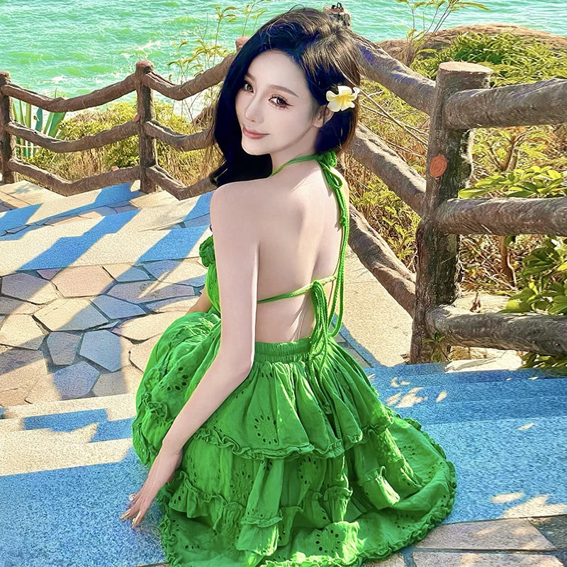 green emerald velvet dress Arrabel Ruffle Trim Maxi Dress Sage main image 1