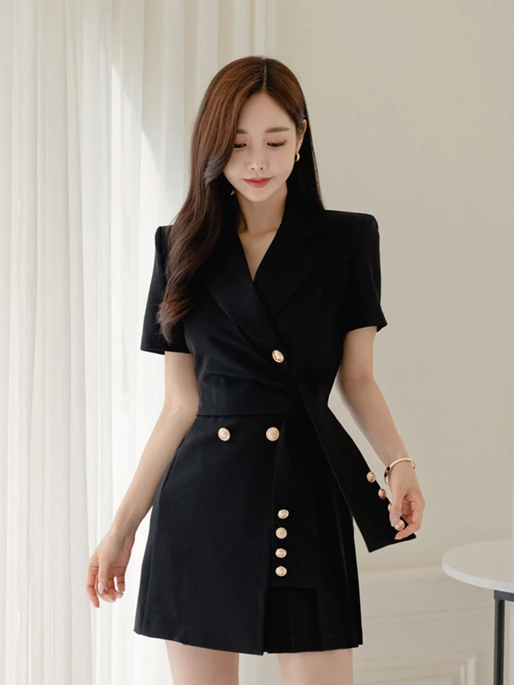 black fitted blazer dress Women's Tailored Blazer Dress With Reversible Corset - Black - US 8 - Lacey main image 0