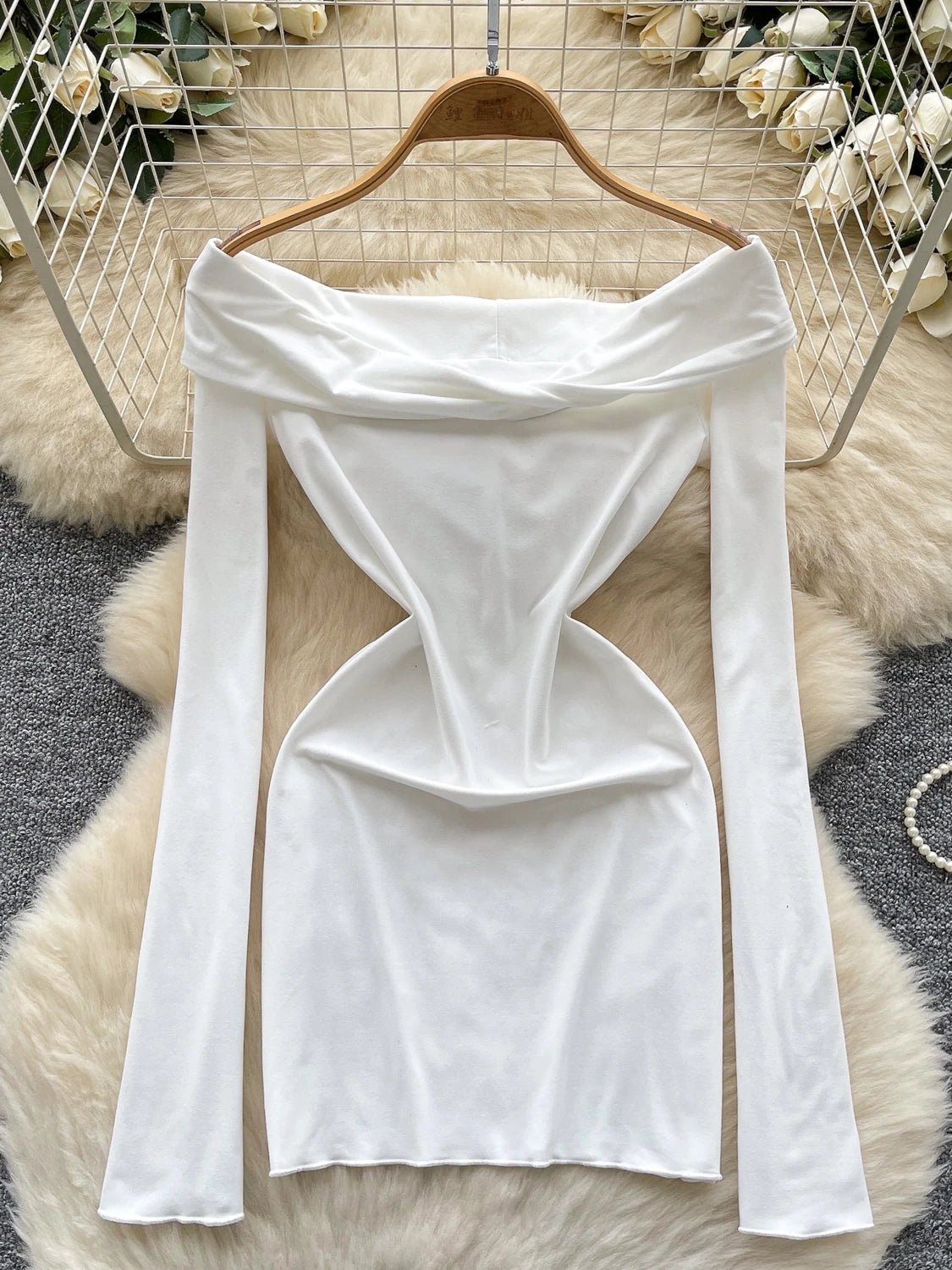white bodycon dress long sleeve off the shoulder Amazon.com: BEAGIMEG Women's Sexy Long Sleeve Off Shoulder Knit Bodycon  Long Dress White : Clothing, Shoes & Jewelry