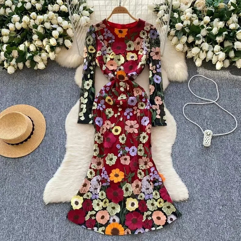 cut out fitted dresses Women's Atlantis Orange Multi Cotton Abstract Print Maxi Dress | Size: S