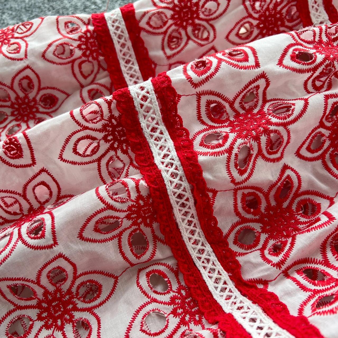 white and red embroidered maxi dress Stella Red Embroidered Midi Dress | Women's Clothing main image 1