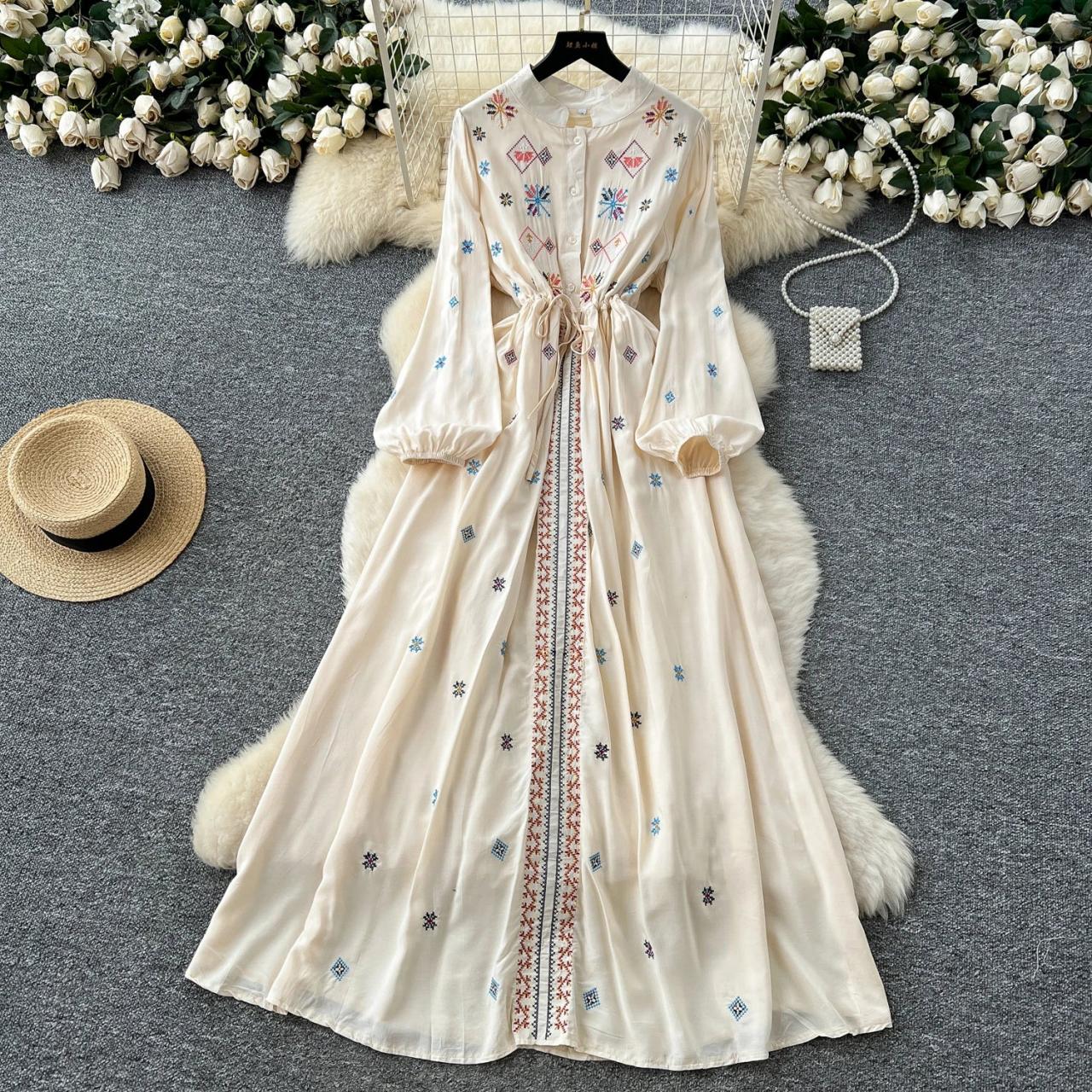 balloon sleeve embroidered dress Red Embroidered Balloon Sleeve Mini Dress Small