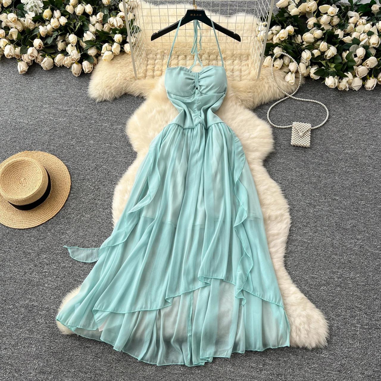 white christmas dresses Teri Jon Floral Print Chiffon Beaded Halter MaxiDress 256019 main image 1