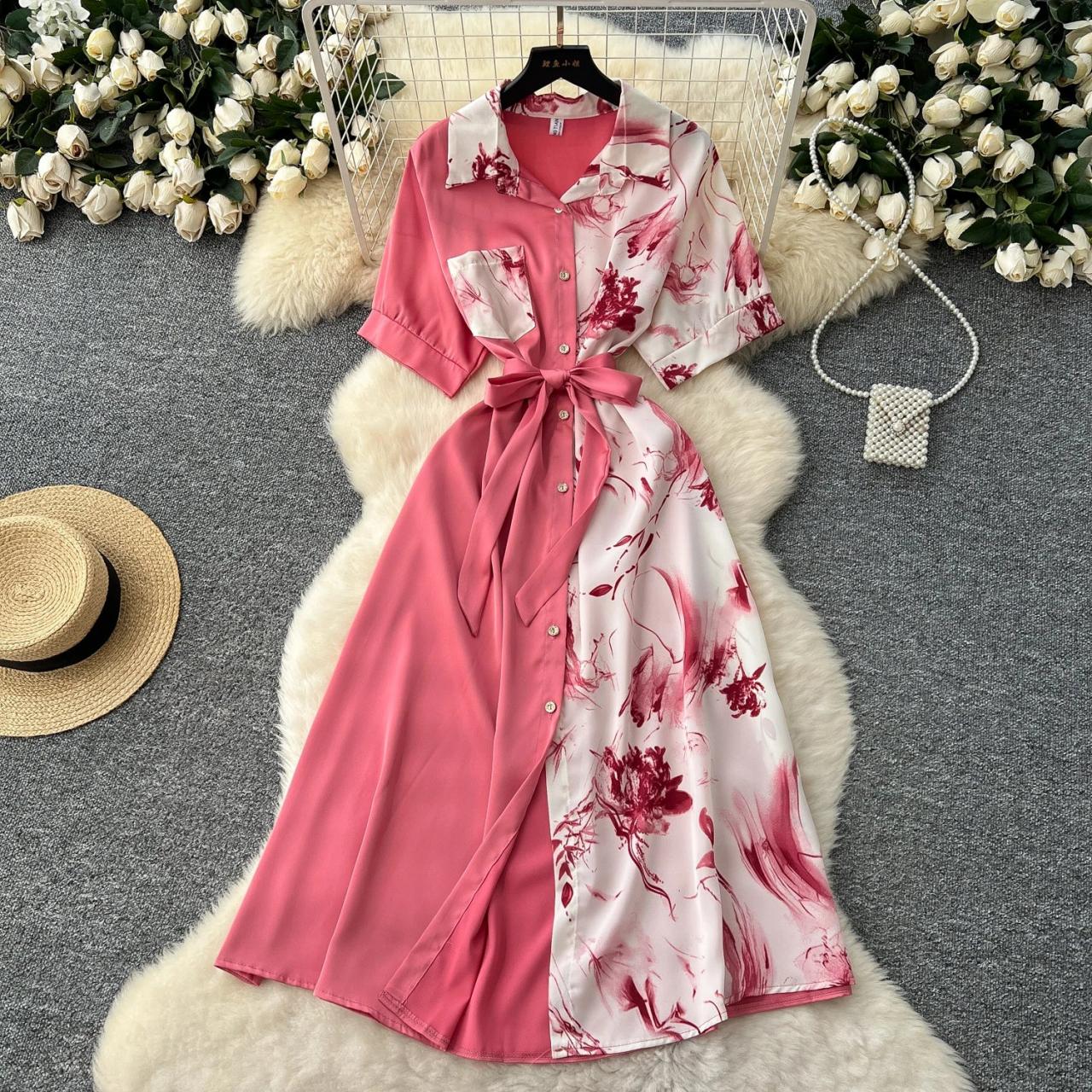 knee length dresses for ladies Blue Floral Midi Dress with Belted Waist | Purple Door
