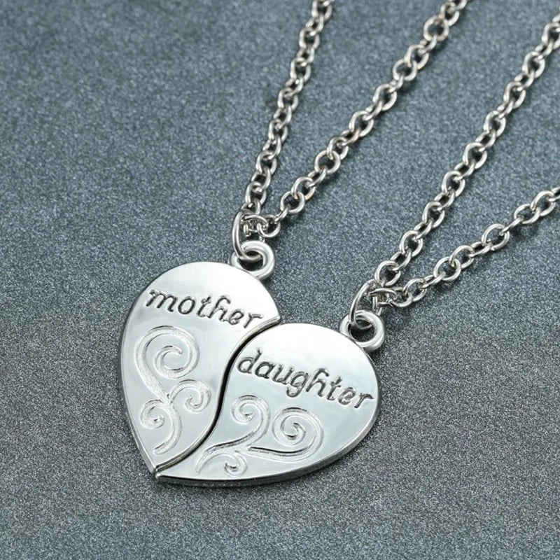 Mother Daughter Necklace Two Piece Heart Pendant Mother's Day Gift