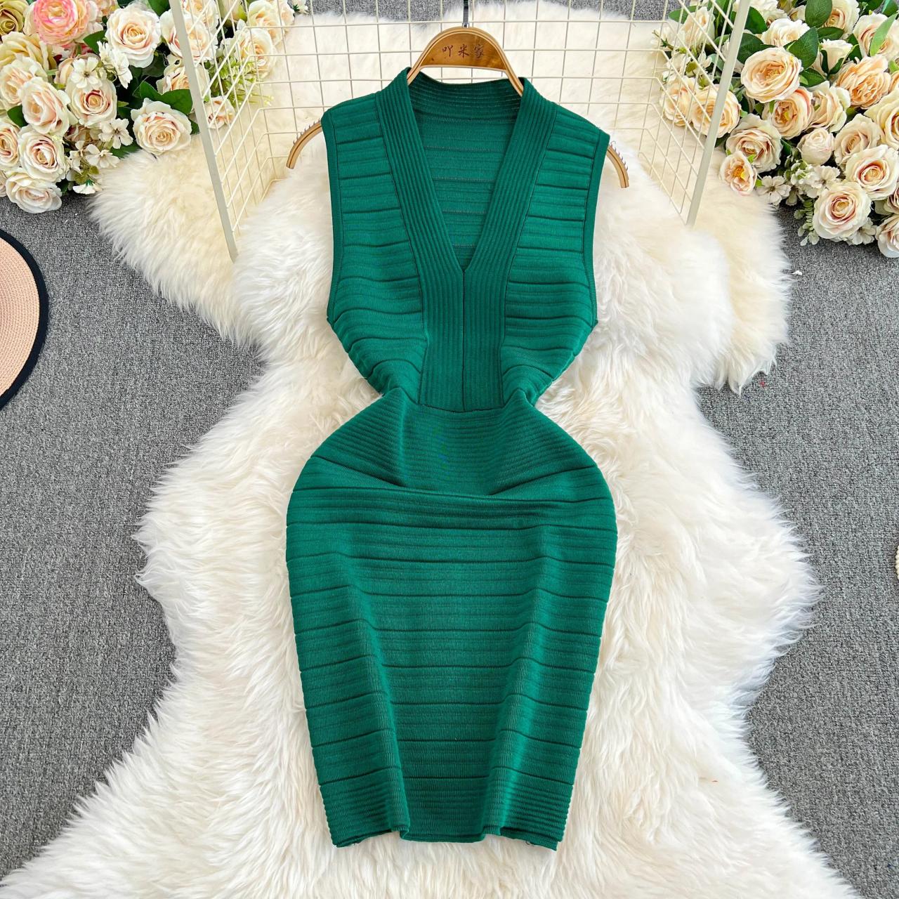 bandage green dress Green Sexy Elegant Knee Length Lace Bandage Bodycon Bandage Dress Green / M main image 1