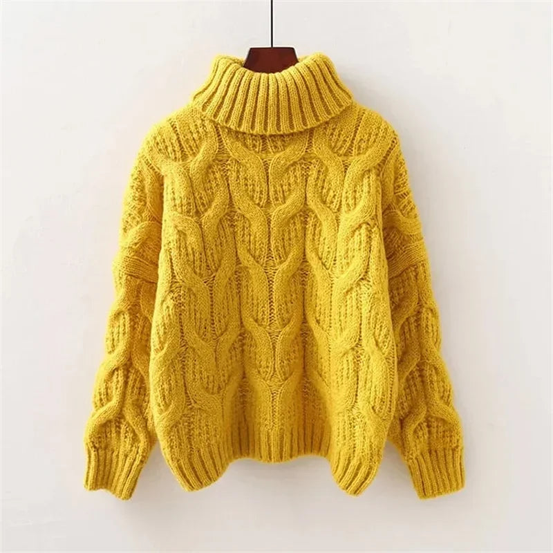 Cozy Knit Turtleneck Sweater In Mustard Yellow on Luulla