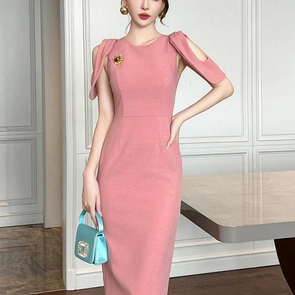 allen solly pink dress Buy Women Pink Solid Formal Dress Online - 40093581